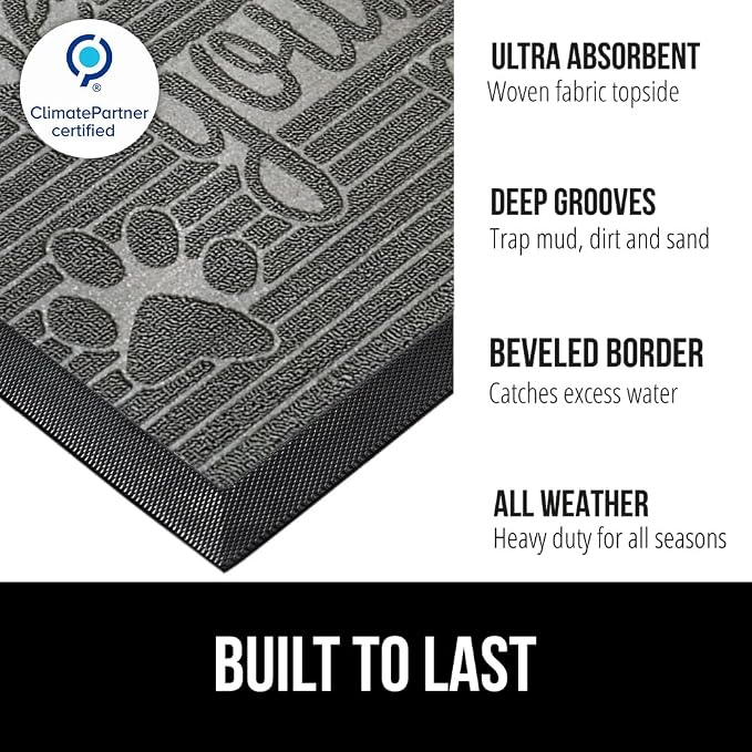 GORILLA GRIP 100% Waterproof All-Season WeatherMAX Doormat 35x23, US Designed - Image 2