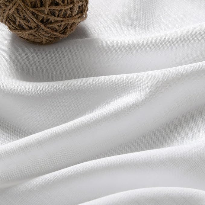 White Semi Sheer Linen Curtains 90 inch Length - Image 3