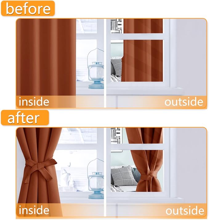 Blackout Curtains for Bedroom, 60 x 84 Inches Long, Burnt Ochre | Thermal - Image 4