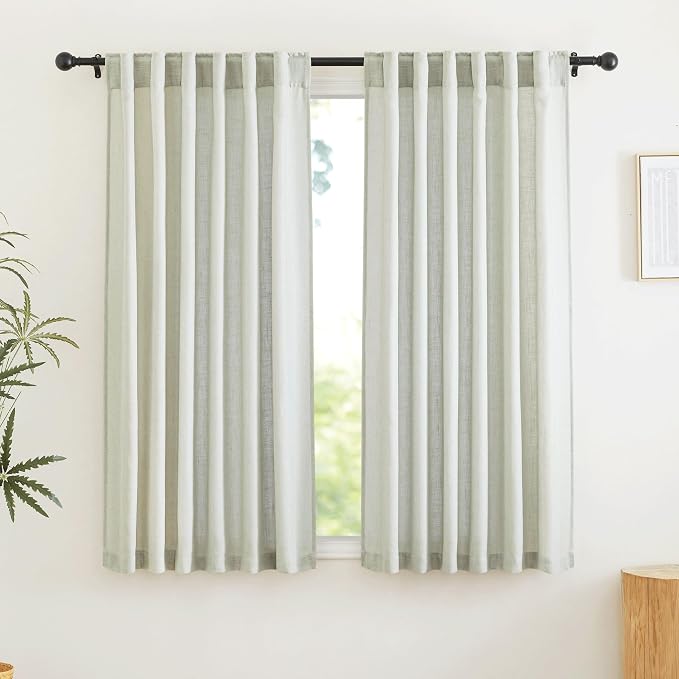 RYB HOME Linen Curtains 63 inch Length by RYBHOME