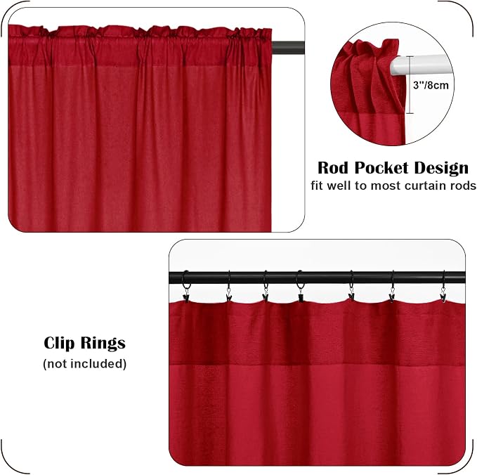 FRAMICS Farmhosue Kitchen Curtains 36 Inch Length, Rustic Cotton Linen Tier - Image 7