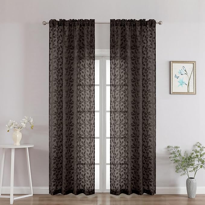 Chyhomenyc Chocolate Sheer Curtains 90 Inch Length 2 Panels Set, Light by Chyhomenyc