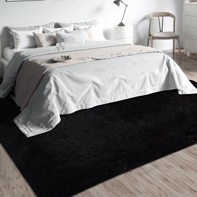 10X14 Large Shag Area Rugs for Living Room Bedroom, Big Soft Black Fluffy Rug - Image 8