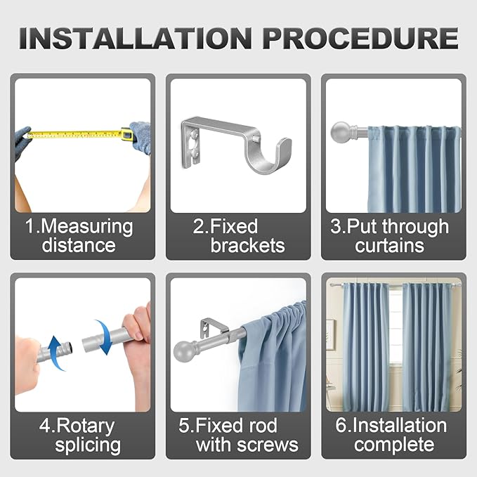 Silver Curtain Rods for Windows - Image 5