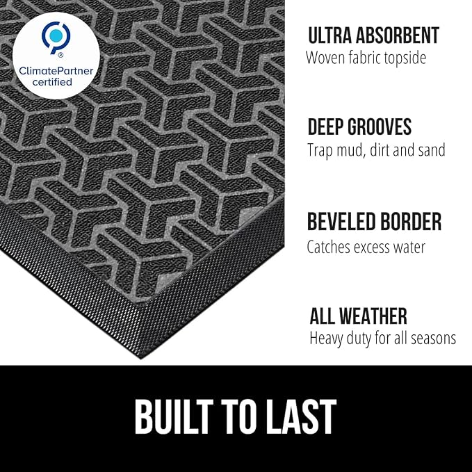 GORILLA GRIP 100% Waterproof All-Season WeatherMAX Doormat, US Designed Natural - Image 2
