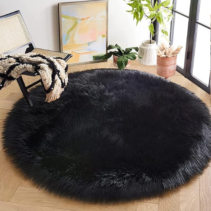 ORINOVA Black Fuzzy Washable Shaggy Area Rugs - Image 6
