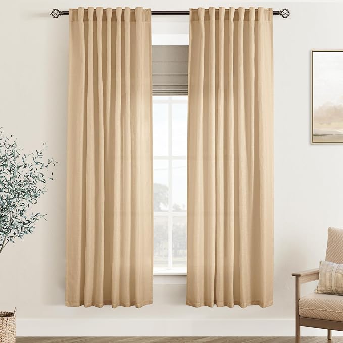 Tan Linen Curtains 72 inches Long by Jolilight