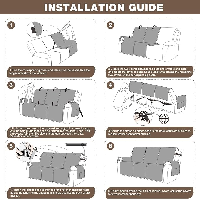 TAOCOCO 100% Waterproof Recliner Sofa Covers, Non Slip Split Couch Covers - Image 7
