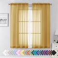 Aiyufeng Gold Sheer Curtains 63 Inch Length 2 Panels Set, Light Filtering Gold by Aiyufeng