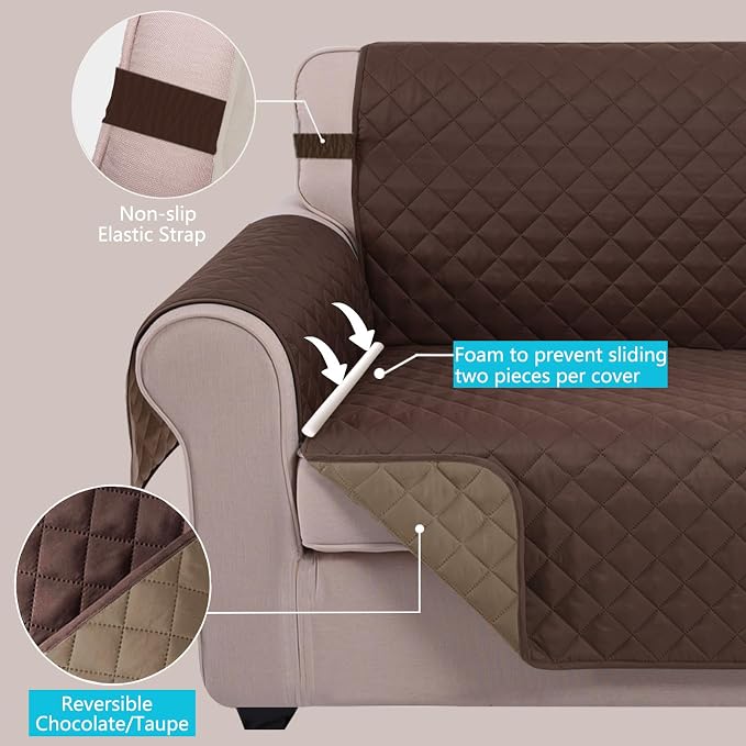U-NICE HOME Recliner Chair Covers Reversible Quilted Water Repellent Pet - Image 3