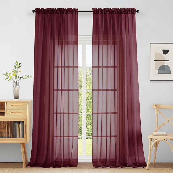 Extra Wide Sheer Curtains for Window 96 Inches Long 2 Panels Set, Elegant Light by Home