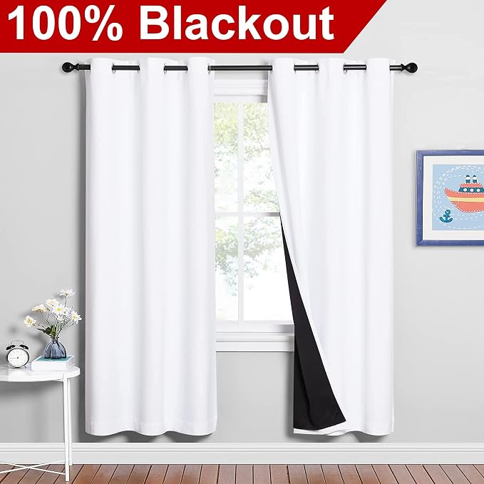 NICETOWN 100% Blackout Window Curtain Panels, Full Light Blocking Drapes - Image 2