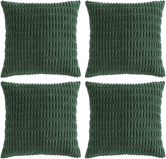 Fancy Homi Set of 4 Dark Green Boho Decorative Throw Pillow Covers 24x24 Inch by Fancy+Homi