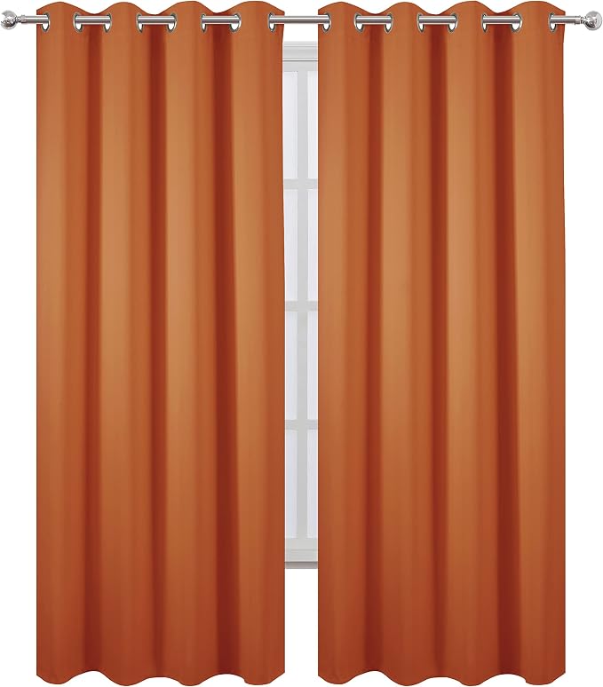 LEMOMO Blackout Curtains 52 x 84 inch/Orange Curtains Set of 2 Panels/Thermal - Image 2