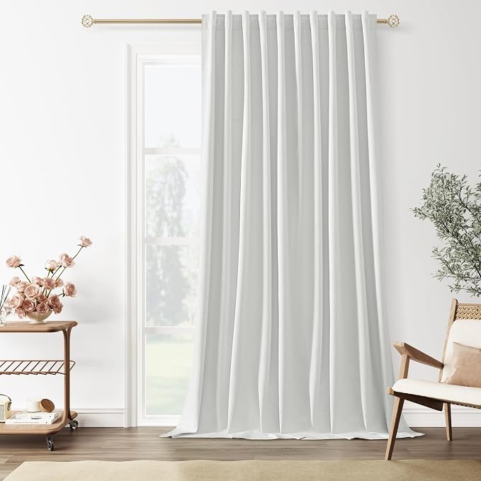 Guken White 100% Blackout Linen Curtains 70 Inch Wide by 108 Inch by Guken
