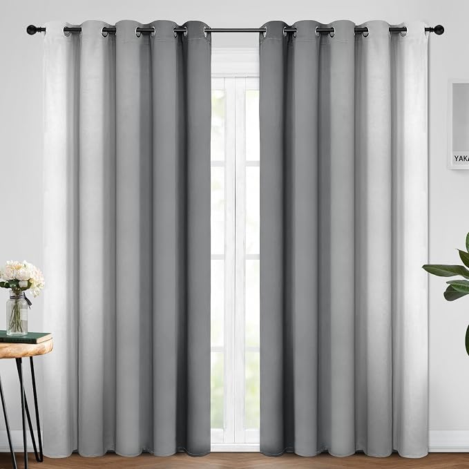Yakamok Room Darkening Ombre Curtains 84 Inch Length, Light Blocking Grommet - Image 2