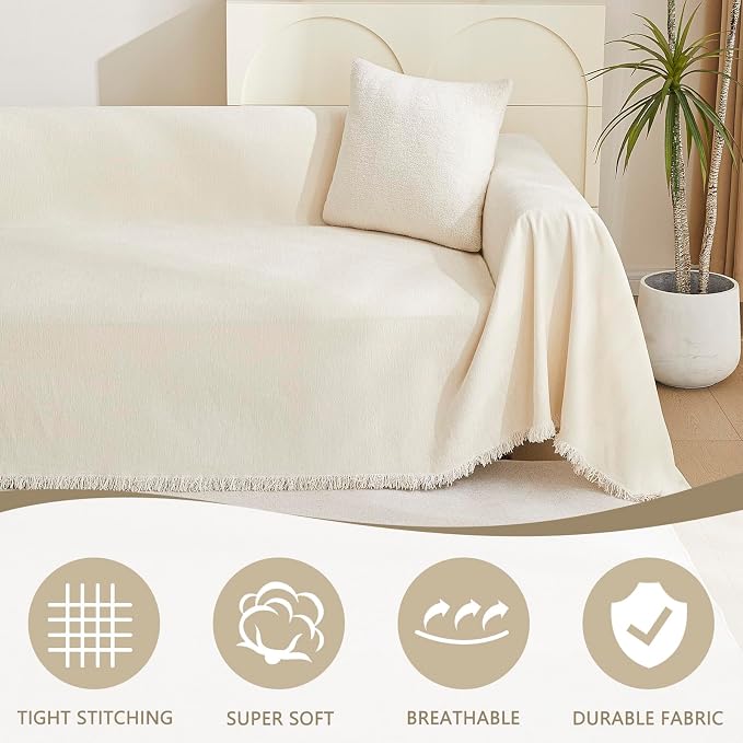 MYSKY HOME Couch Cover for Pets, Couch Covers Sectional L Shape Chenille Couch - Image 2