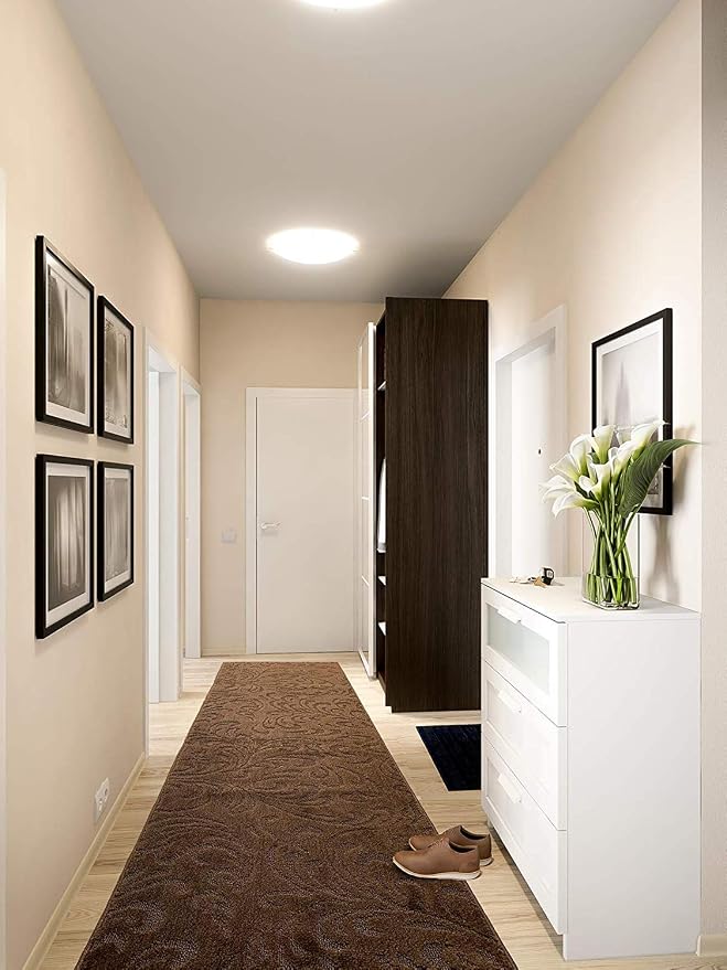 10 FT Long Non-Slip Washable Brown Carpet Runner Rug - Image 3