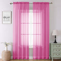 Lecloud Hot Pink Sheer Curtains 90 Inches Long 2 Panels, Solid Voile Privacy by Lecloud