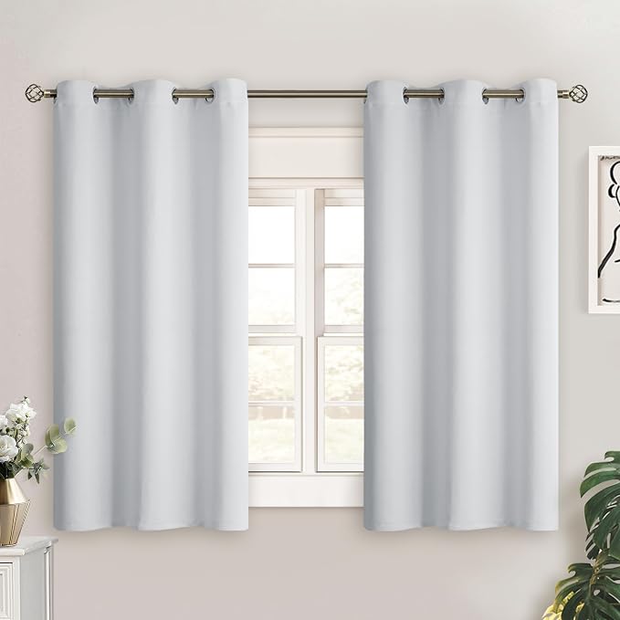 BGment Greyish White Short Room Darkening Curtains by BGment