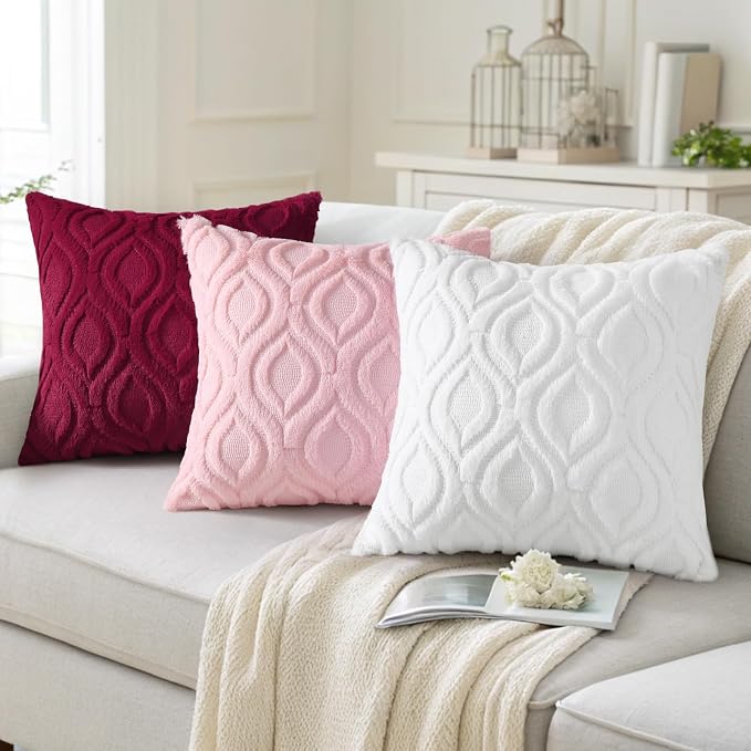 decorUhome Summer Throw Pillow Covers 16x16 Inch Set of 2, Soft Plush Faux Wool - Image 4