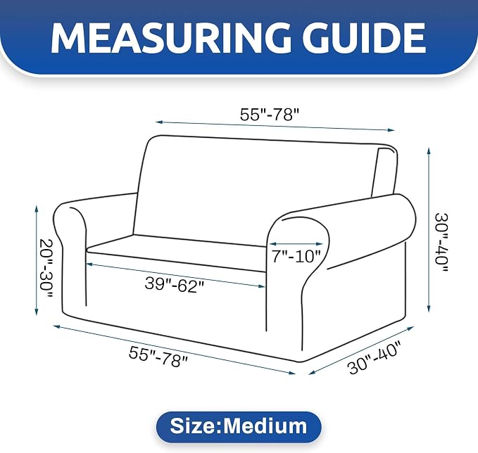 Stretch Loveseat Couch Cover, 2 Cushion Couch Slipcover, Elastic Bottom - Image 4