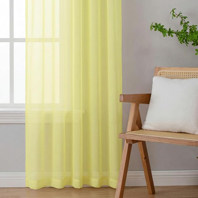 OWENIE Sheer Curtains 72 Inches Long 2 Panels Set, Modern Light Filtering Sheer - Image 6