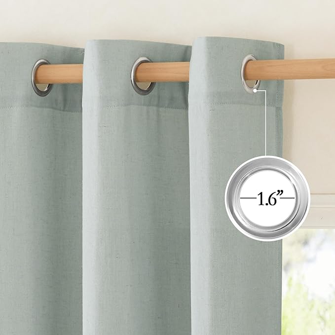 NICETOWN Sage Green Curtains 63 inches Long, Grommet Thick Flax Linen Blend - Image 2