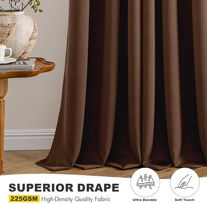 MIULEE Blackout Curtains for Bedroom 2 Panels 40 x 45 Inch Long Mocha Brown | - Image 5