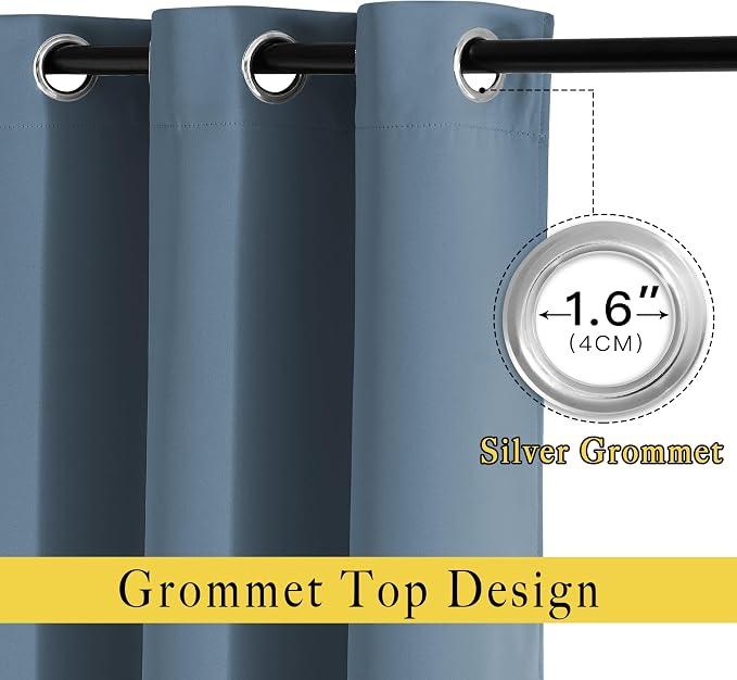 NICETOWN Smoky Blue Blackout Curtains - Image 2