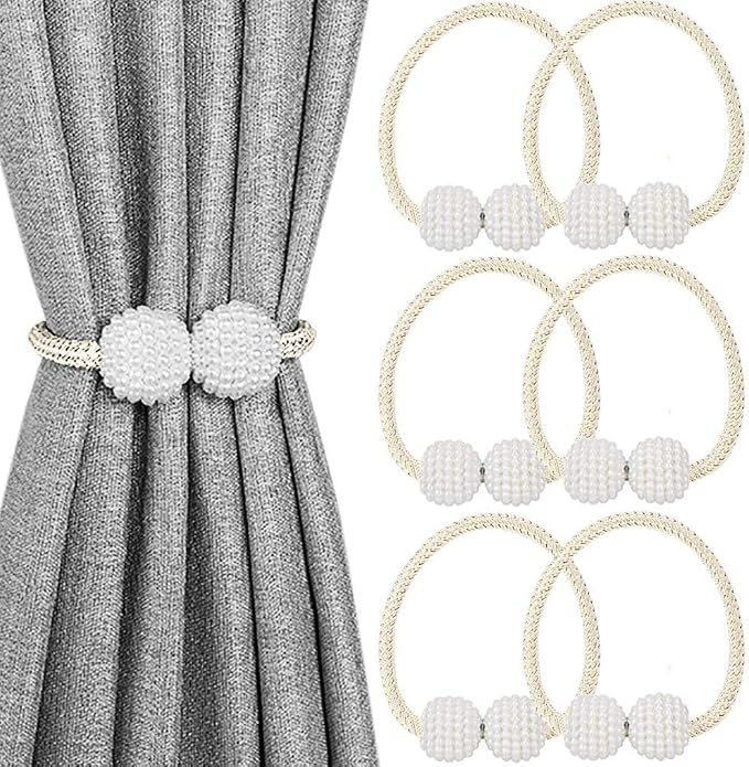 Melaluxe 6 Pack Magnetic Curtain Tiebacks, Decorative Curtain Holdbacks by Melaluxe