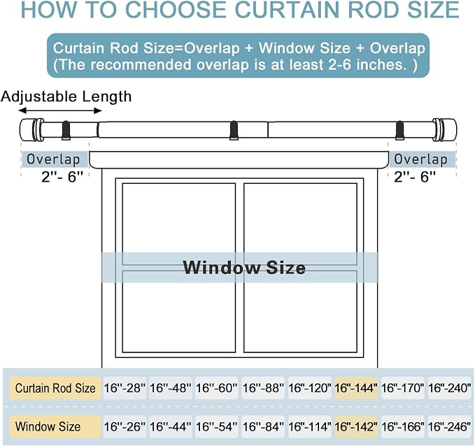 Byondeth Curtain Rods for Windows 16 to 144 Inches Adjustable Length 1 Inch - Image 4