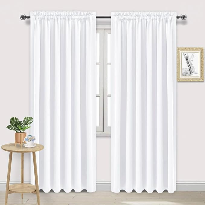 DWCN White Curtains for Living Room Thermal Insulated, 50% Light Blocking by DWCN