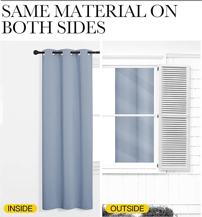 NICETOWN Vintage Blue Blackout Curtains 90 inches Length - Image 5