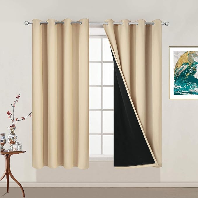 Yakamok Beige 100% Blackout Curtains by Yakamok