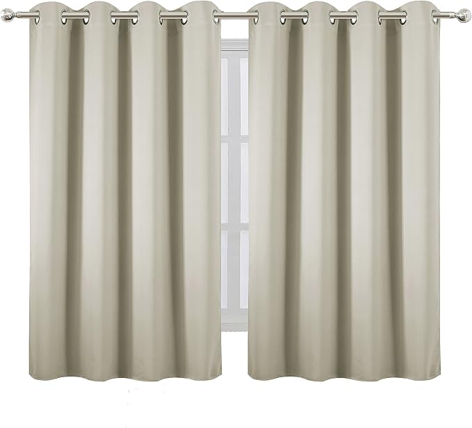 LEMOMO Light Beige Thermal Blackout Curtains/52 x 54 Inch/Set of 2 Panels Room - Image 2