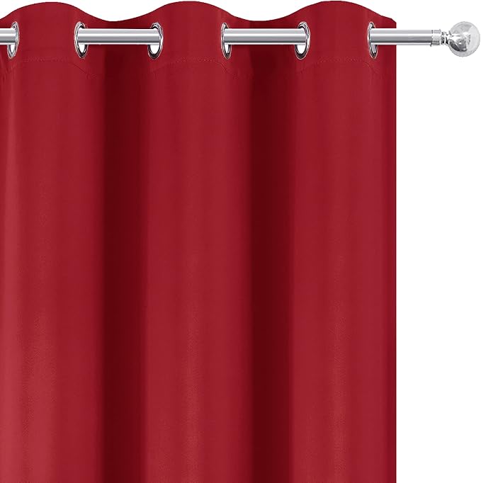 LEMOMO Blackout Curtains 52 x 95 inch/Bright Red Curtains Set of 2 - Image 7