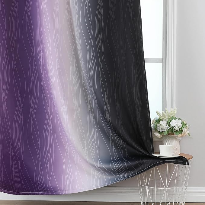 Estelar Textiler Black and Purple Ombre Blackout Curtains 54 Inch Length 2 - Image 6