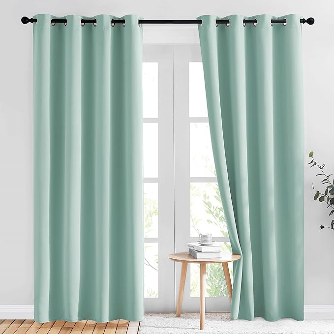 NICETOWN Seafoam Green Curtains 2 Panels 84 inches Long by NICETOWN