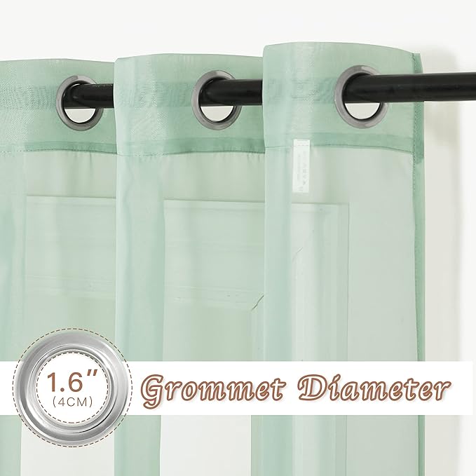 NICETOWN Sheer Window Curtains for Farmhouse, Ring Top Voile Textured Window - Image 2