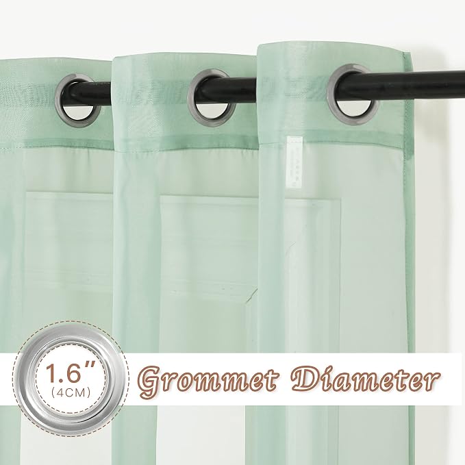 NICETOWN Sheer Curtains for Bedroom Windows, Grommet Top Voile Sheer Country - Image 2