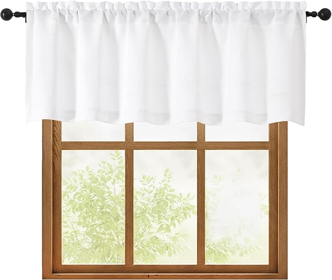 OWENIE White Valances for Windows 1 Pcs 18 Inch Length, Light Filtering by OWENIE