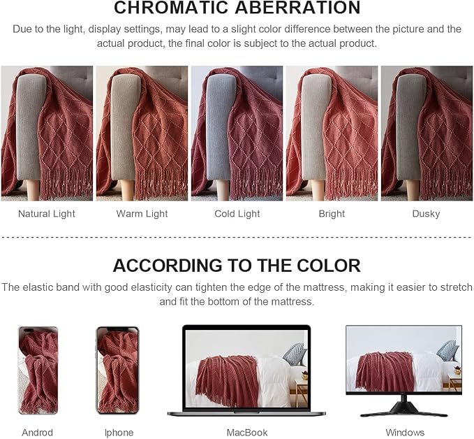 BOURINA Burgundy Throw Blanket 50x60 Inches Throw Textured Solid Soft Sofa - Image 7