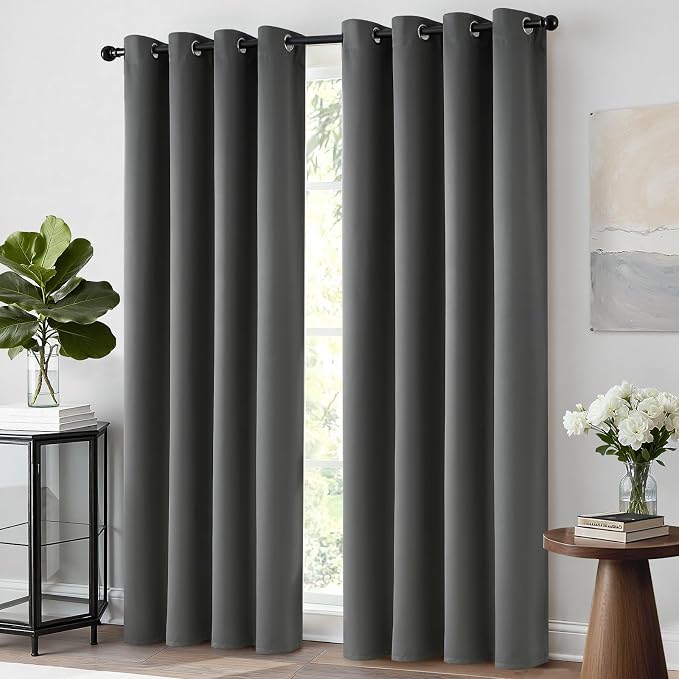 Yakamok Room Darkening Dark Grey Blackout Curtains 84 Inches Long Light - Image 2