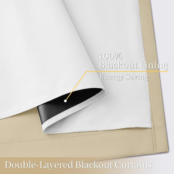 Yakamok 100% Blackout Curtain Panels 63 inches Cold and Light Blocking Drapes - Image 4