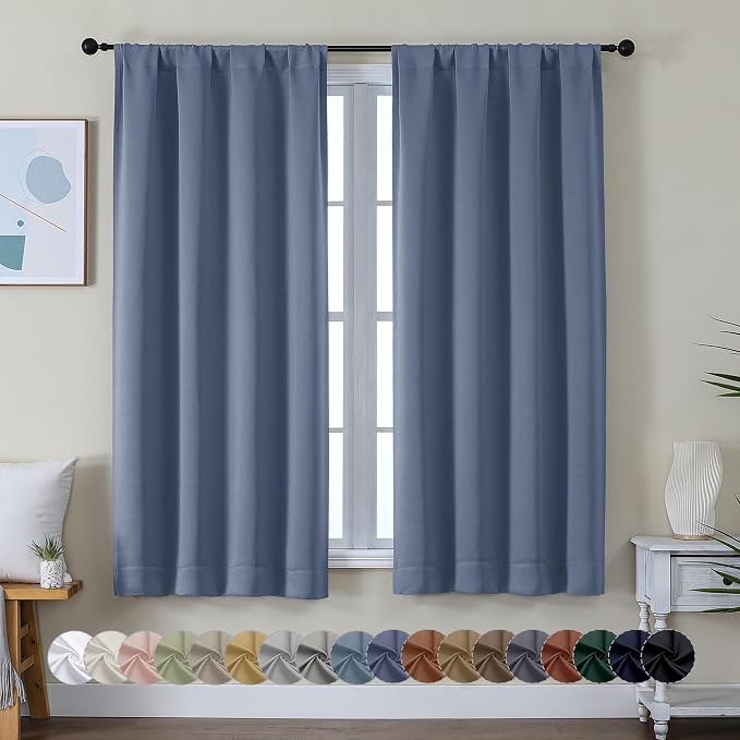 Simplebrand Ava Denim Blue Blackout Curtains by Simplebrand