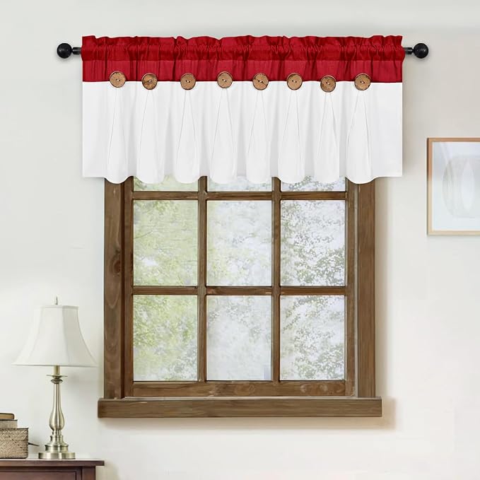 FRAMICS Farmhouse Valance Curtains, Boho Cotton Linen Kitchen Valance, Country - Image 5