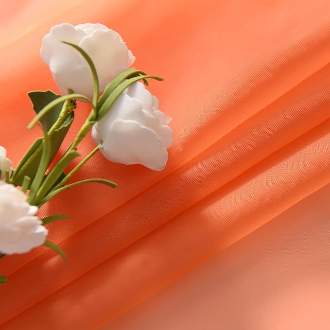 SpaceDresser Basic Rod Pocket Sheer Voile Window Curtain Panels Jaffa Orange 1 - Image 6