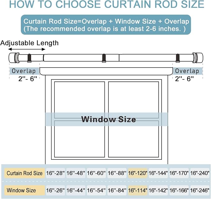 Byondeth Curtain Rods for Windows 16 to 120 Inches Adjustable Length 1 Inch - Image 4
