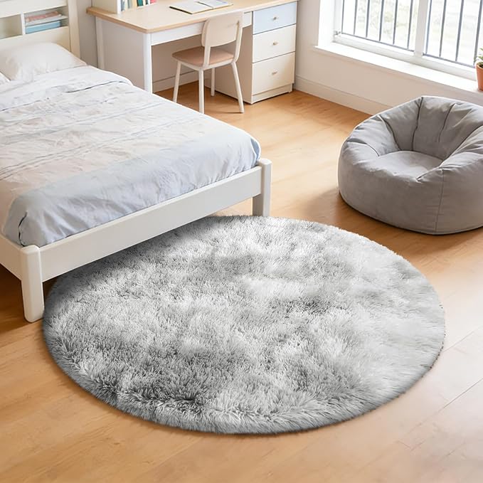 Tie-Dyed Fluffy Round Rug, Soft Area Rugs - Image 7